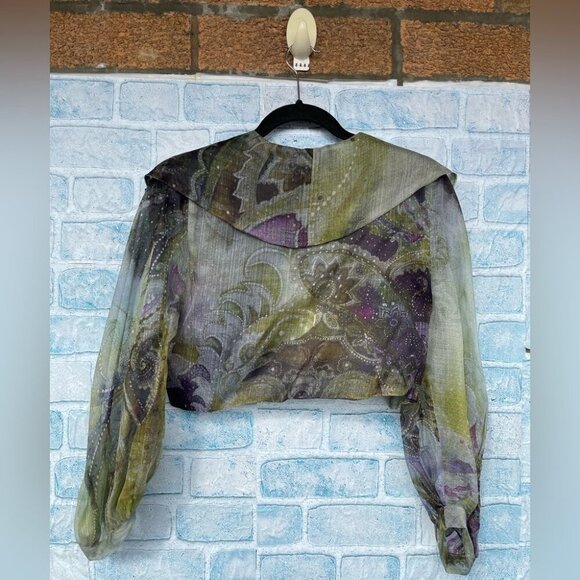 JEFF GALLANO SHEER SLEEVE SHRUG BOLERO SIZE 2/medium - Picture 5 of 8